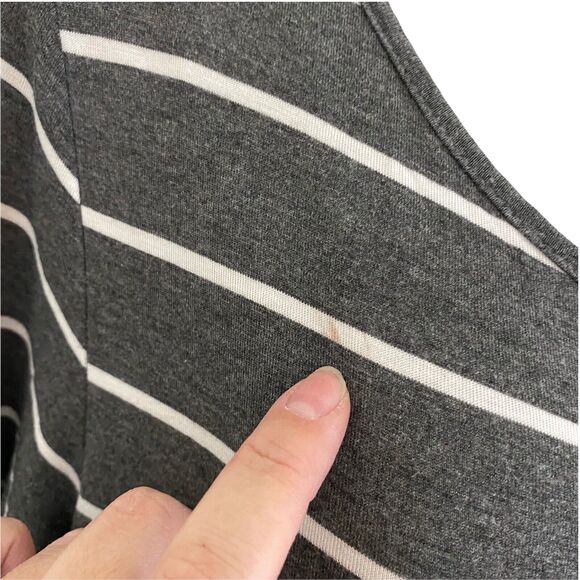 Ella Mara Large T-shirt Dress Long Sleeve Midi Striped Gray White - Picture 8 of 11